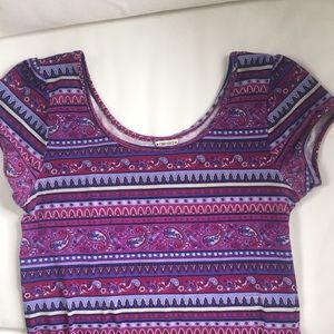 Forever21 Purple Patterned Crop Top (fits XS/S)